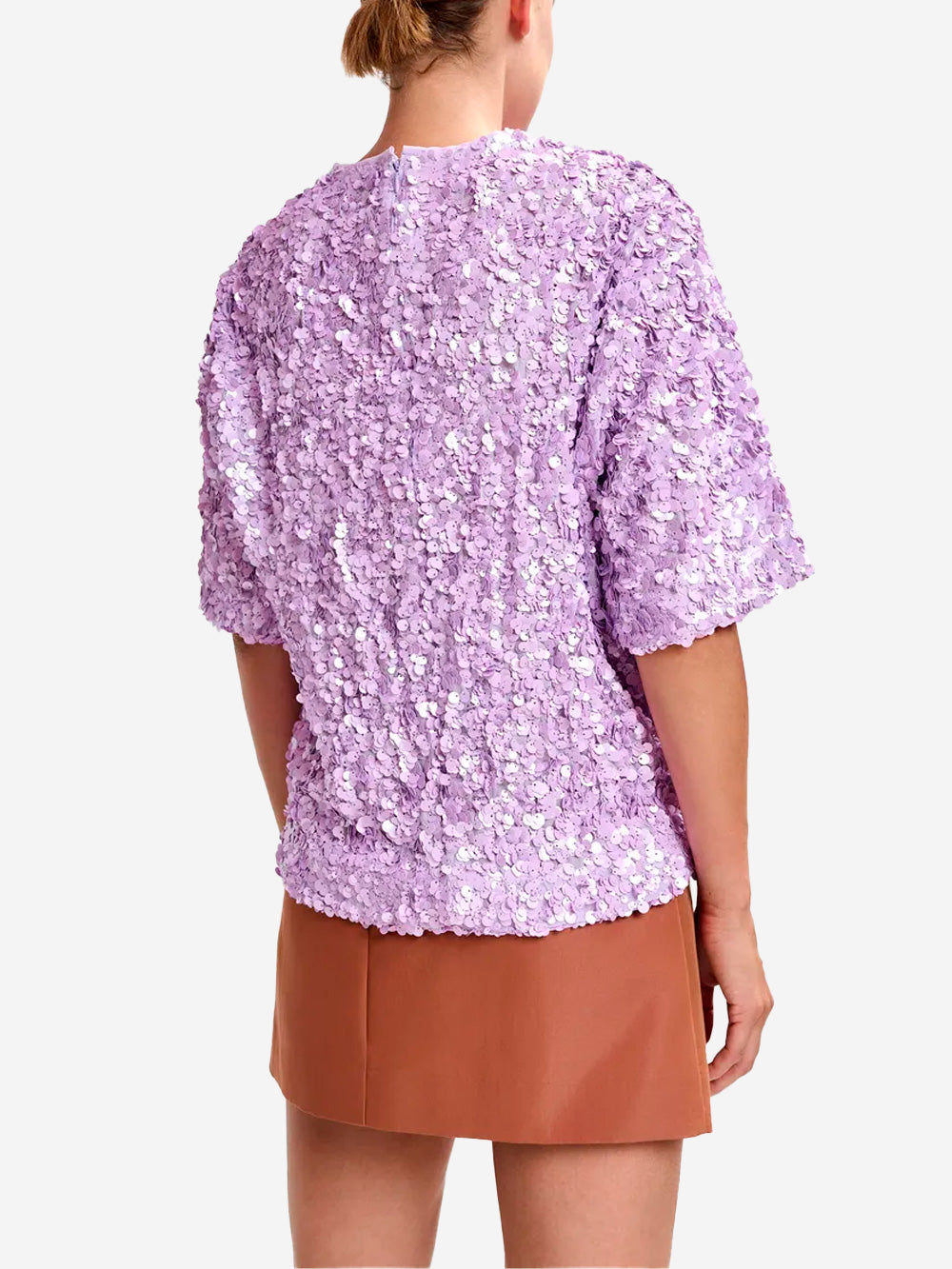ESSENTIEL ANTWERP Top viola decorato con paillettes Lilla Urbanstaroma