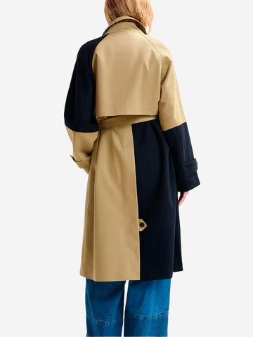 ESSENTIEL ANTWERP Trench doppiopetto in color block beige e blu navy Beige blu