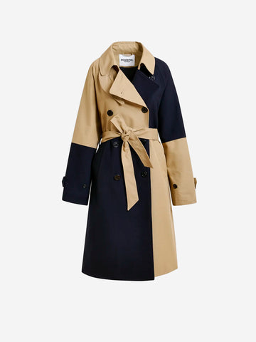 ESSENTIEL ANTWERP Trench doppiopetto in color block beige e blu navy Beige blu