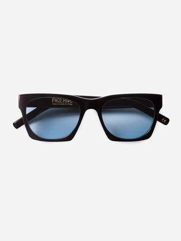 FACE HIDE Occhiali da sole 'Numero 0' in acetato nero con lenti blu Nero
