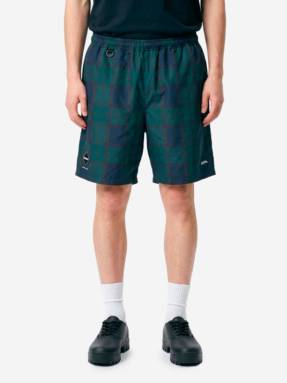 F.C. REAL BRISTOL Shorts a quadri navy in taffetà tecnico Blu verde Urbanstaroma