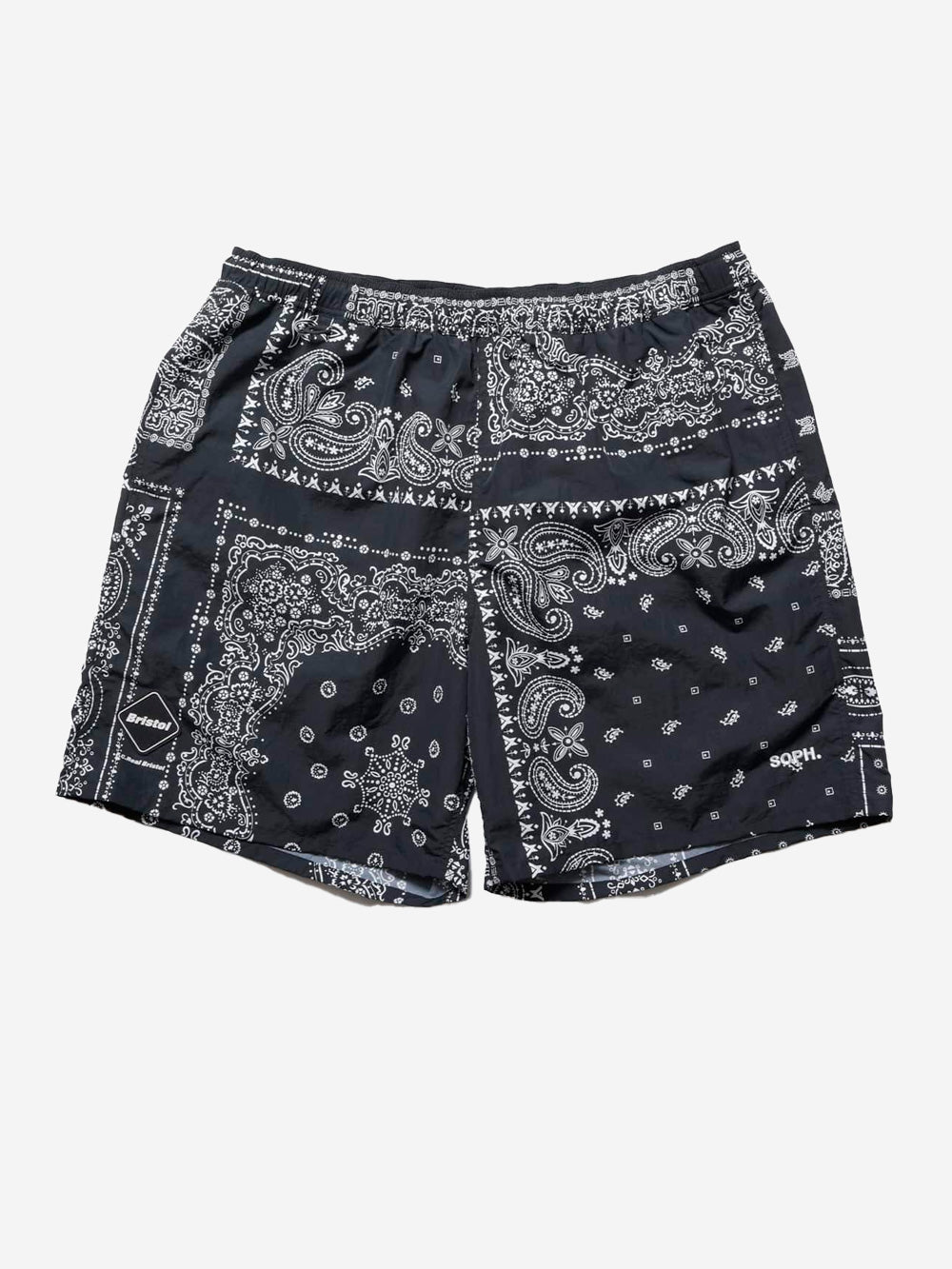 F.C. REAL BRISTOL Shorts neri in nylon con stampa bandana Nero Urbanstaroma