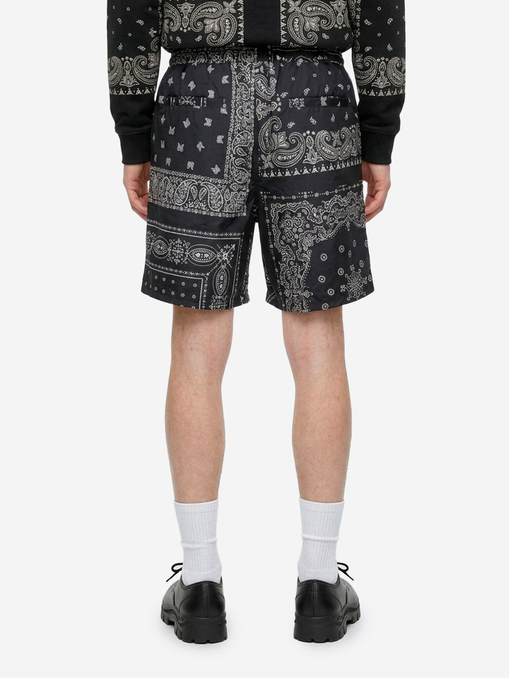 F.C. REAL BRISTOL Shorts neri in nylon con stampa bandana Nero Urbanstaroma