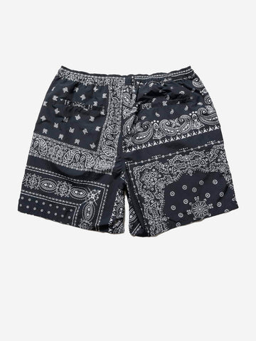 F.C. REAL BRISTOL Shorts neri in nylon con stampa bandana Nero