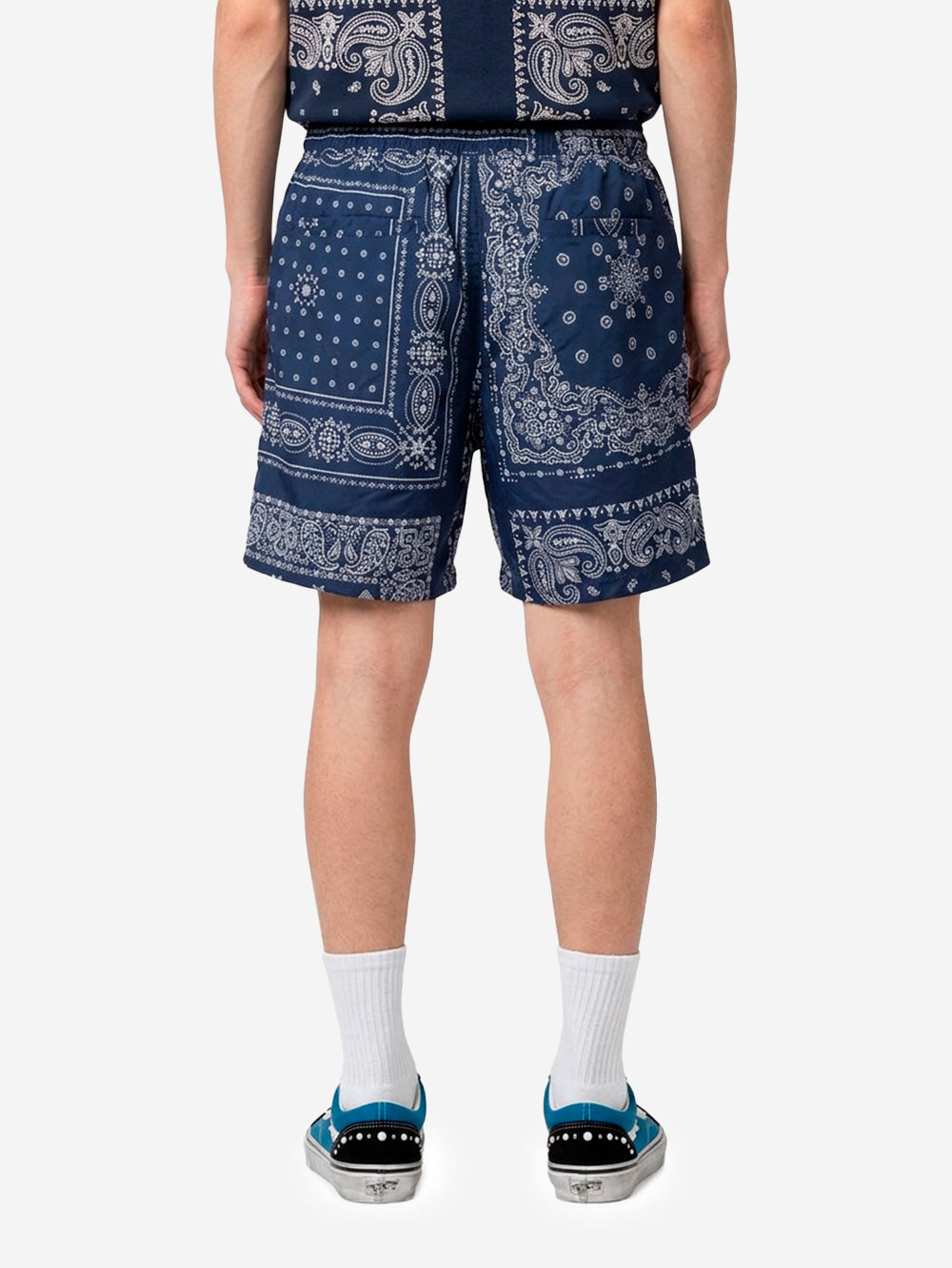 F.C. REAL BRISTOL Shorts blu in nylon con stampa bandana Navy Urbanstaroma