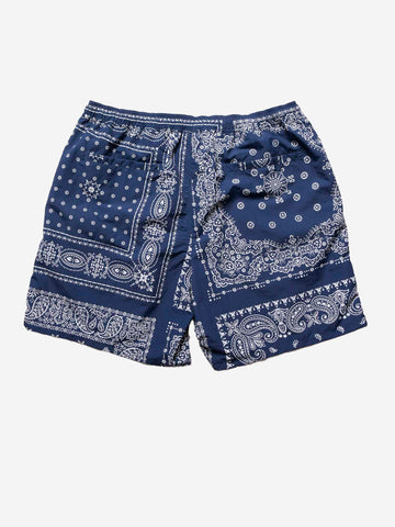 F.C. REAL BRISTOL Shorts blu in nylon con stampa bandana Navy