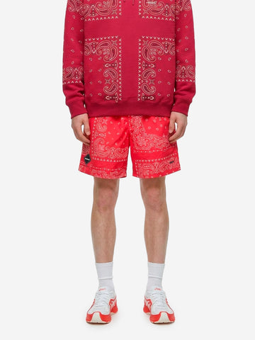 F.C. REAL BRISTOL Shorts rossi in nylon con stampa bandana Rosso