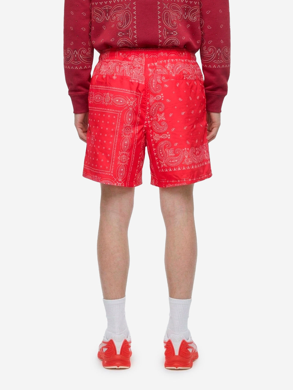 F.C. REAL BRISTOL Shorts rossi in nylon con stampa bandana Rosso Urbanstaroma