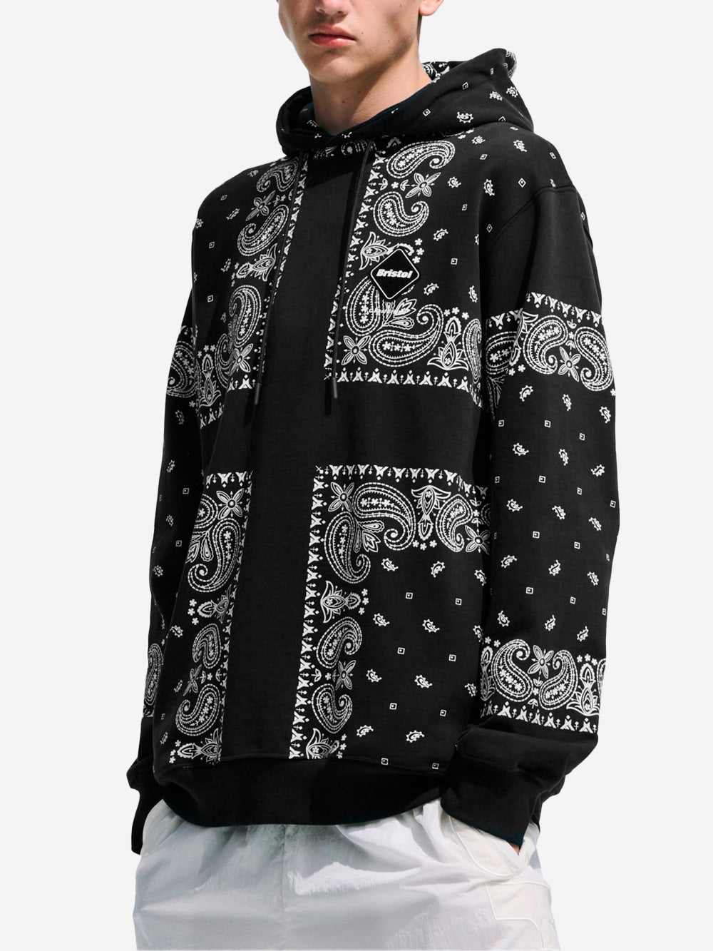 F.C. REAL BRISTOL Felpa con Cappuccio nera con Motivo Bandana Nero Urbanstaroma