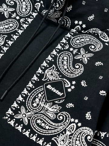 F.C. REAL BRISTOL Felpa con Cappuccio nera con Motivo Bandana Nero