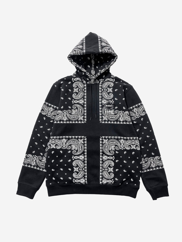 て*ん様 今期26ss FCRB BANDANA SWEAT HOODIE Br F.C. REAL BRISTOL Black Hoodie with Bandana Pattern FCRB-260041