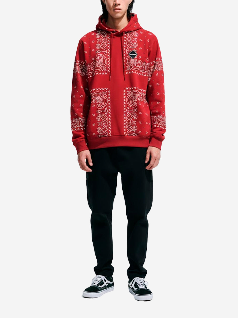 F.C. REAL BRISTOL Felpa con Cappuccio rossa con Motivo Bandana Rosso Urbanstaroma