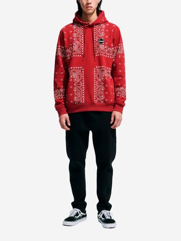 F.C. REAL BRISTOL Felpa con Cappuccio rossa con Motivo Bandana Rosso