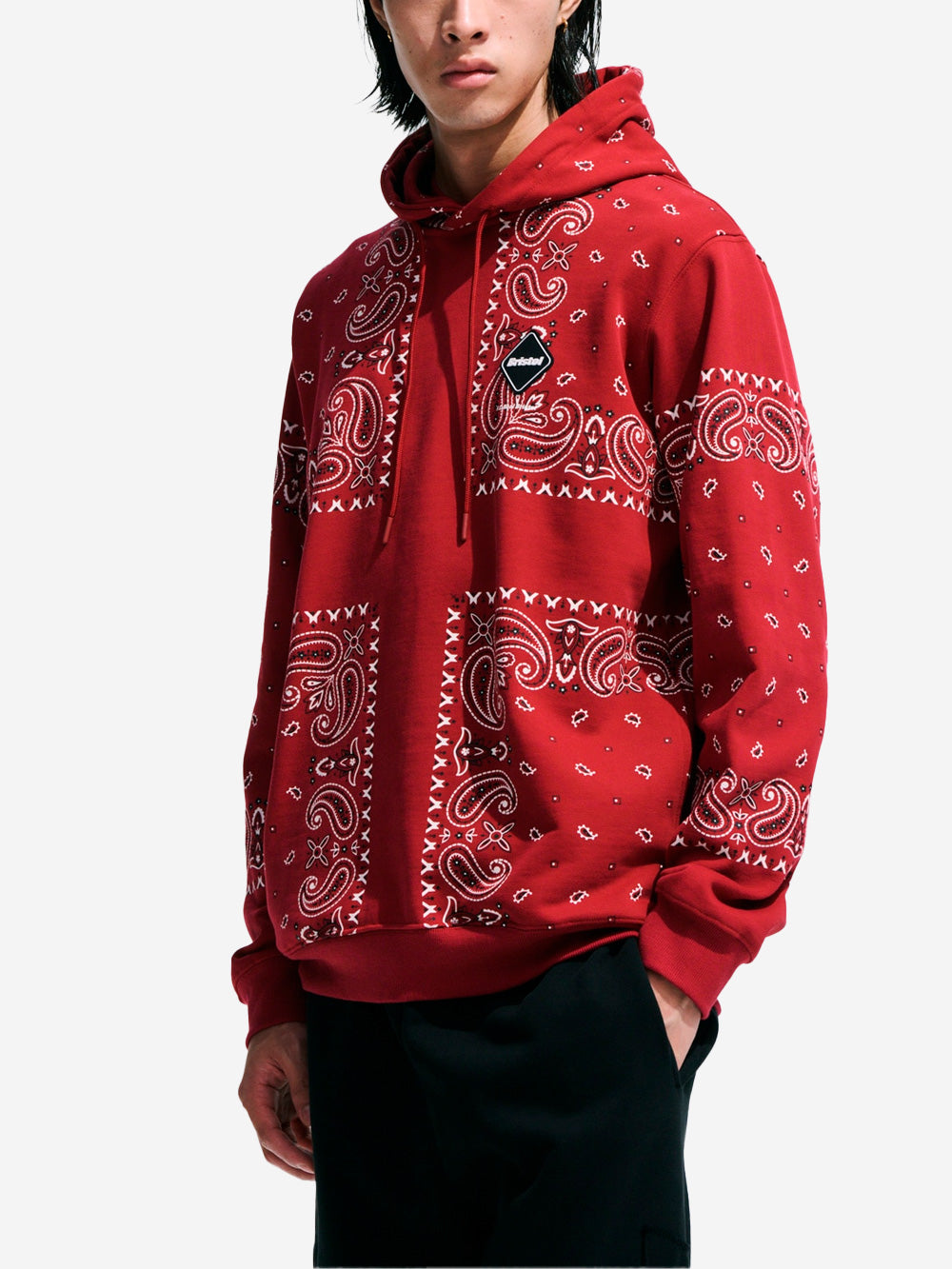 F.C. REAL BRISTOL Felpa con Cappuccio rossa con Motivo Bandana Rosso Urbanstaroma