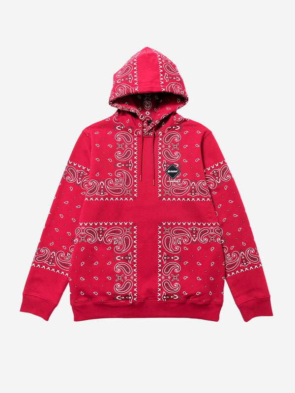 F.C. REAL BRISTOL Red Hoodie with Bandana Pattern FCRB-260041