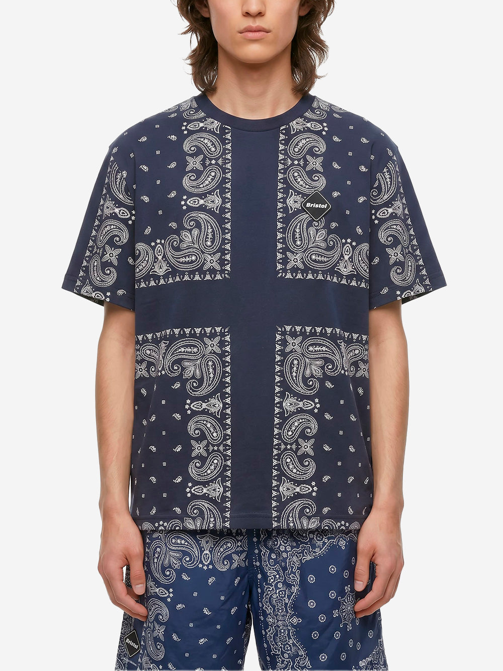 F.C. REAL BRISTOL T-shirt blu con stampa bandana Blu Urbanstaroma