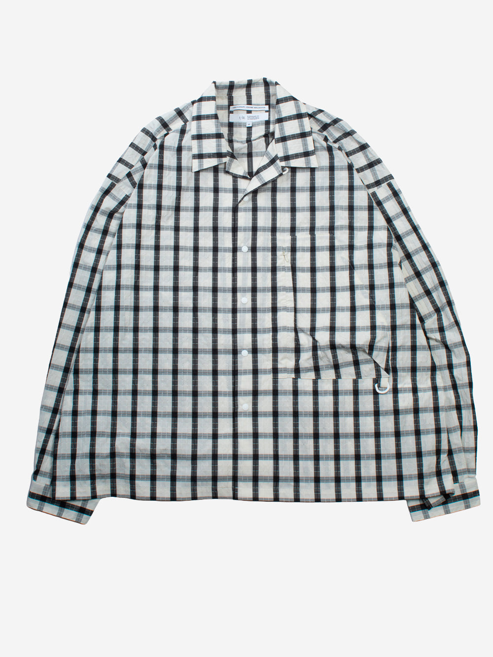 F/CE Camicia a quadri con colletto aperto in tessuto riciclato Bianco nero Urbanstaroma