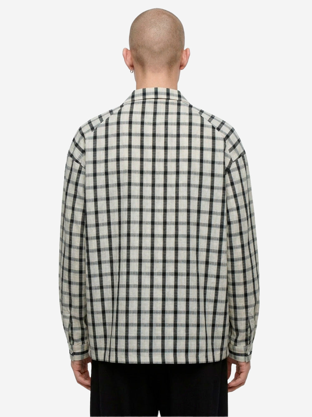 F/CE Camicia a quadri con colletto aperto in tessuto riciclato Bianco nero Urbanstaroma