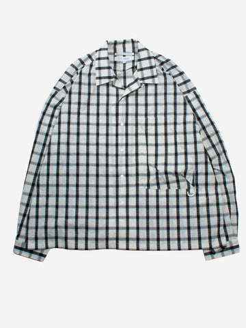 F/CE Camicia a quadri con colletto aperto in tessuto riciclato Bianco nero