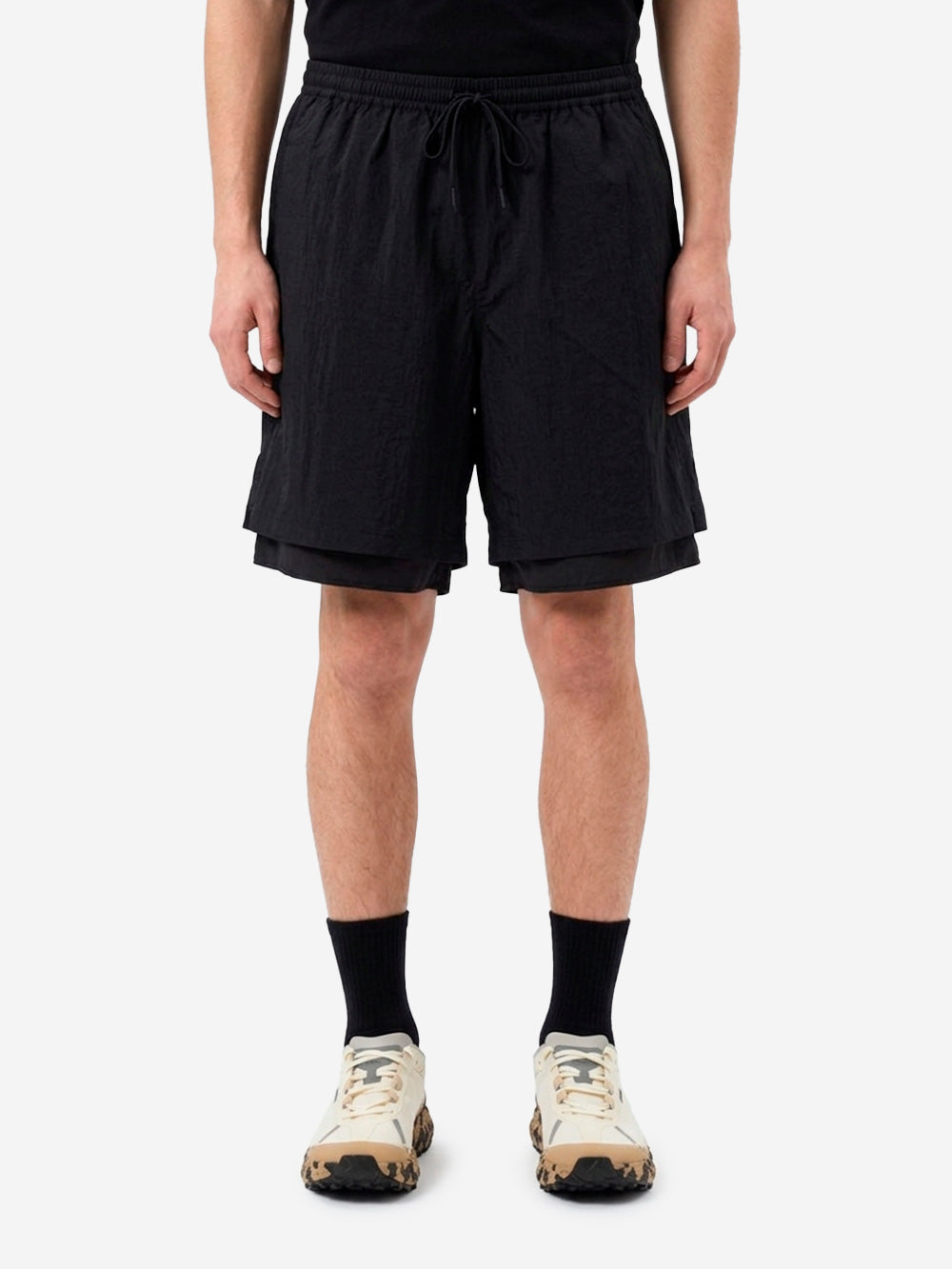 F/CE Shorts tecnici ampi in mesh layered Nero Urbanstaroma