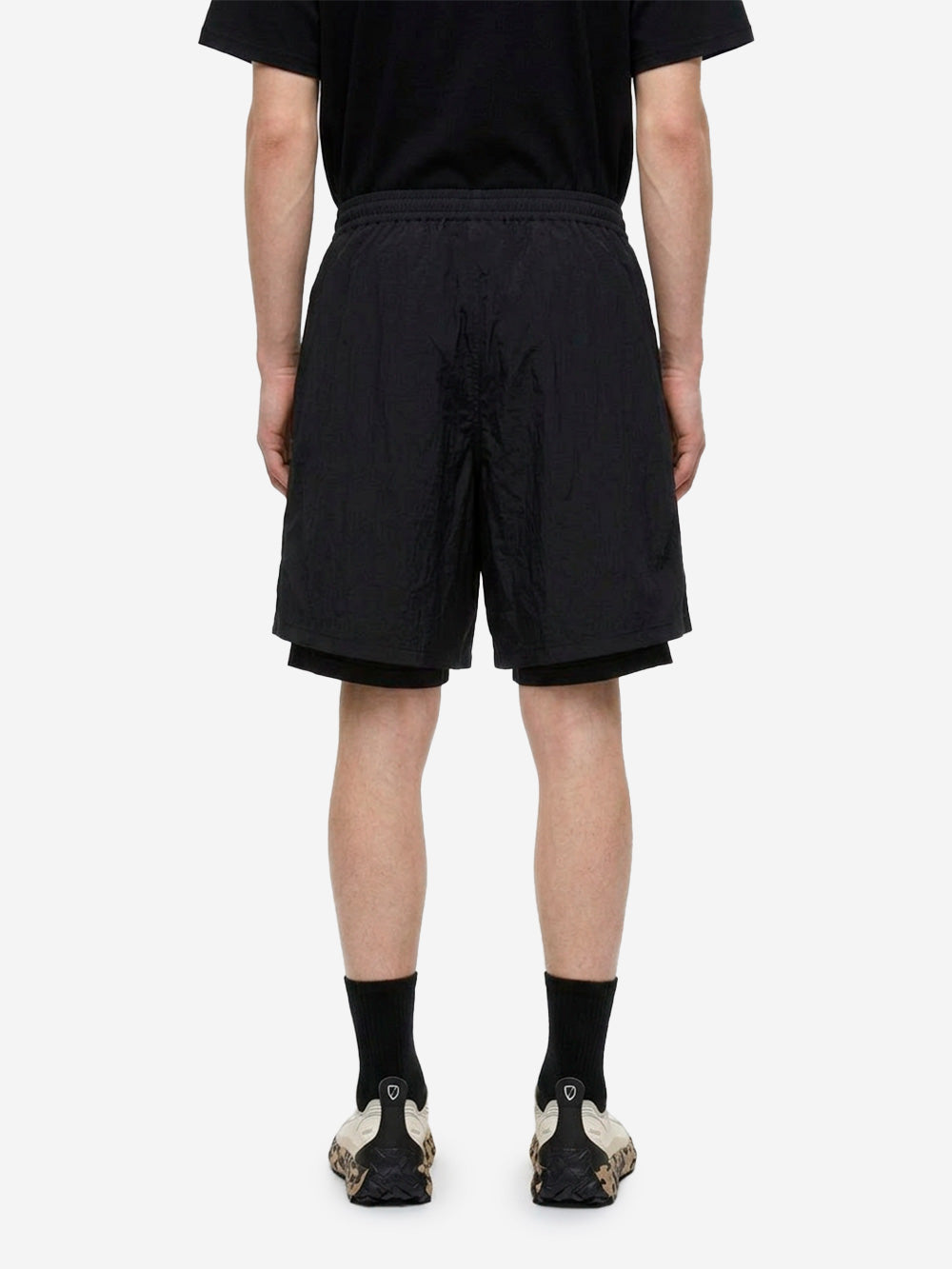 F/CE Shorts tecnici ampi in mesh layered Nero Urbanstaroma