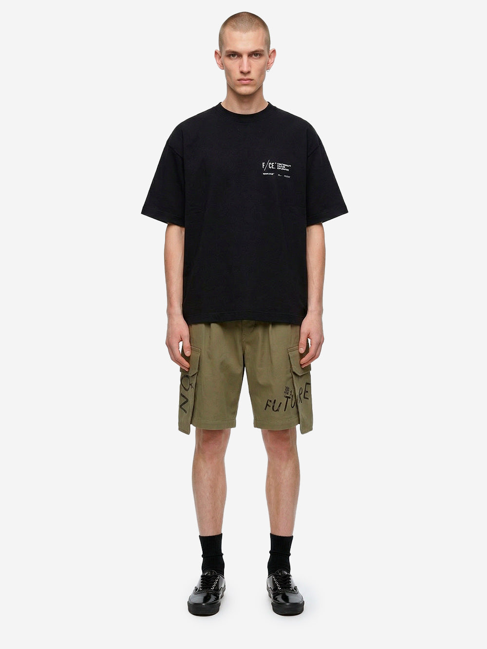 F/CE T-shirt nera in cotone con stampa 'Corporate' Nero Urbanstaroma