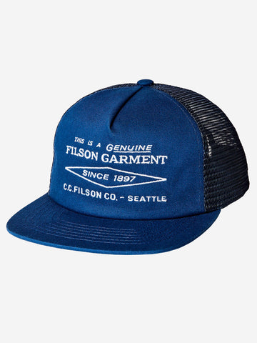 FILSON Cappello 'diamond trucker' blu con mesh laterale Blu