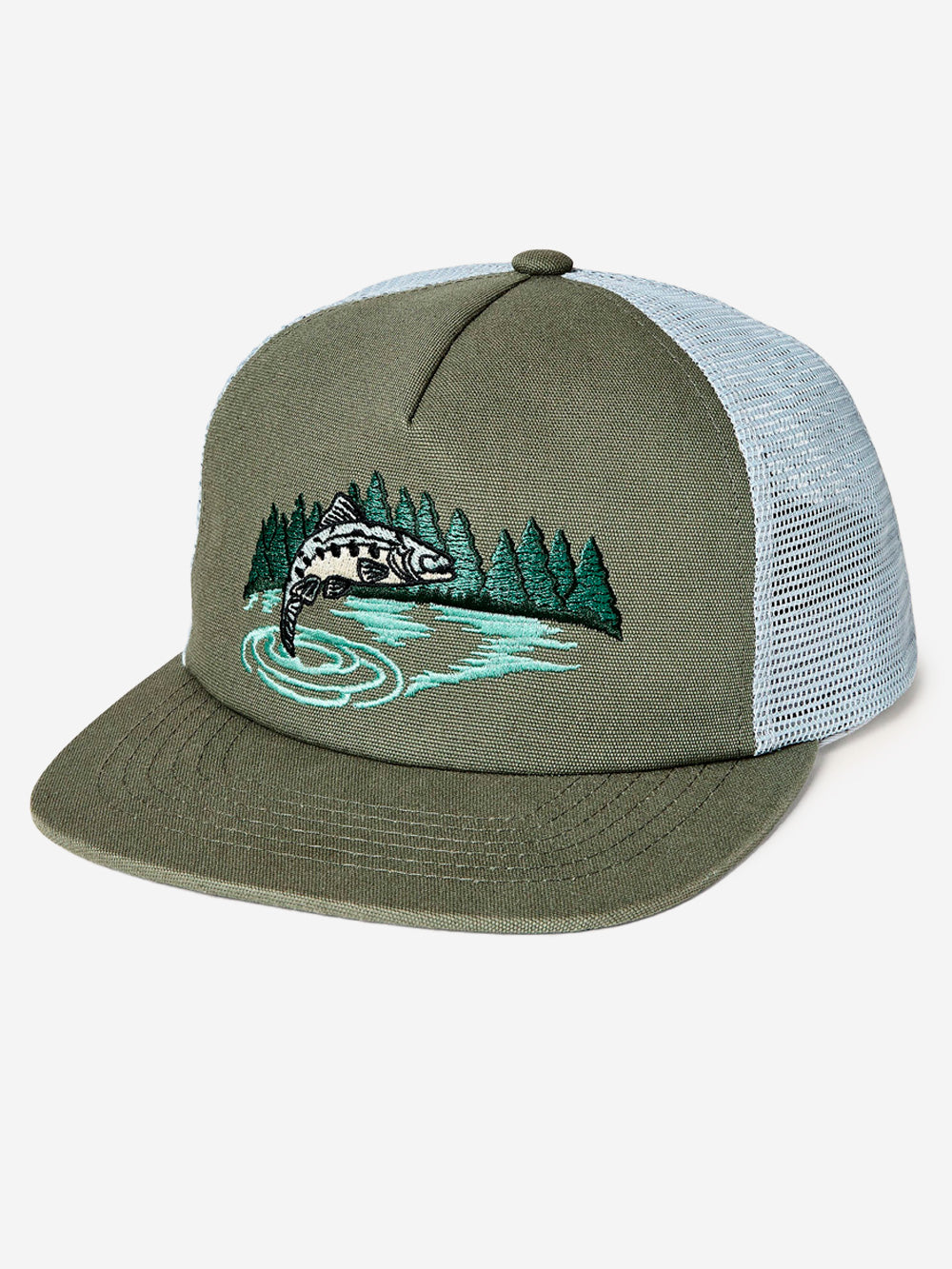 FILSON Cappello 'trout trucker' verde con stampa e mesh laterale Verde Urbanstaroma