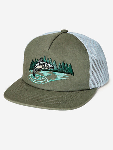 FILSON Cappello 'trout trucker' verde con stampa e mesh laterale Verde