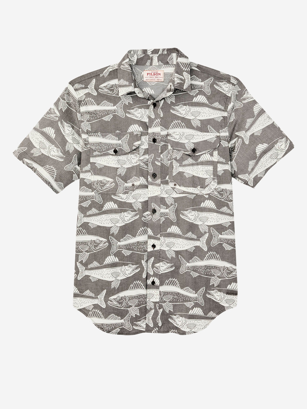 FILSON Camicia a manica corta 'Twin Lakes' in tessuto coolmax con tasche Grigia bianca Urbanstaroma
