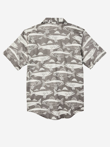 FILSON Camicia a manica corta 'Twin Lakes' in tessuto coolmax con tasche Grigia bianca