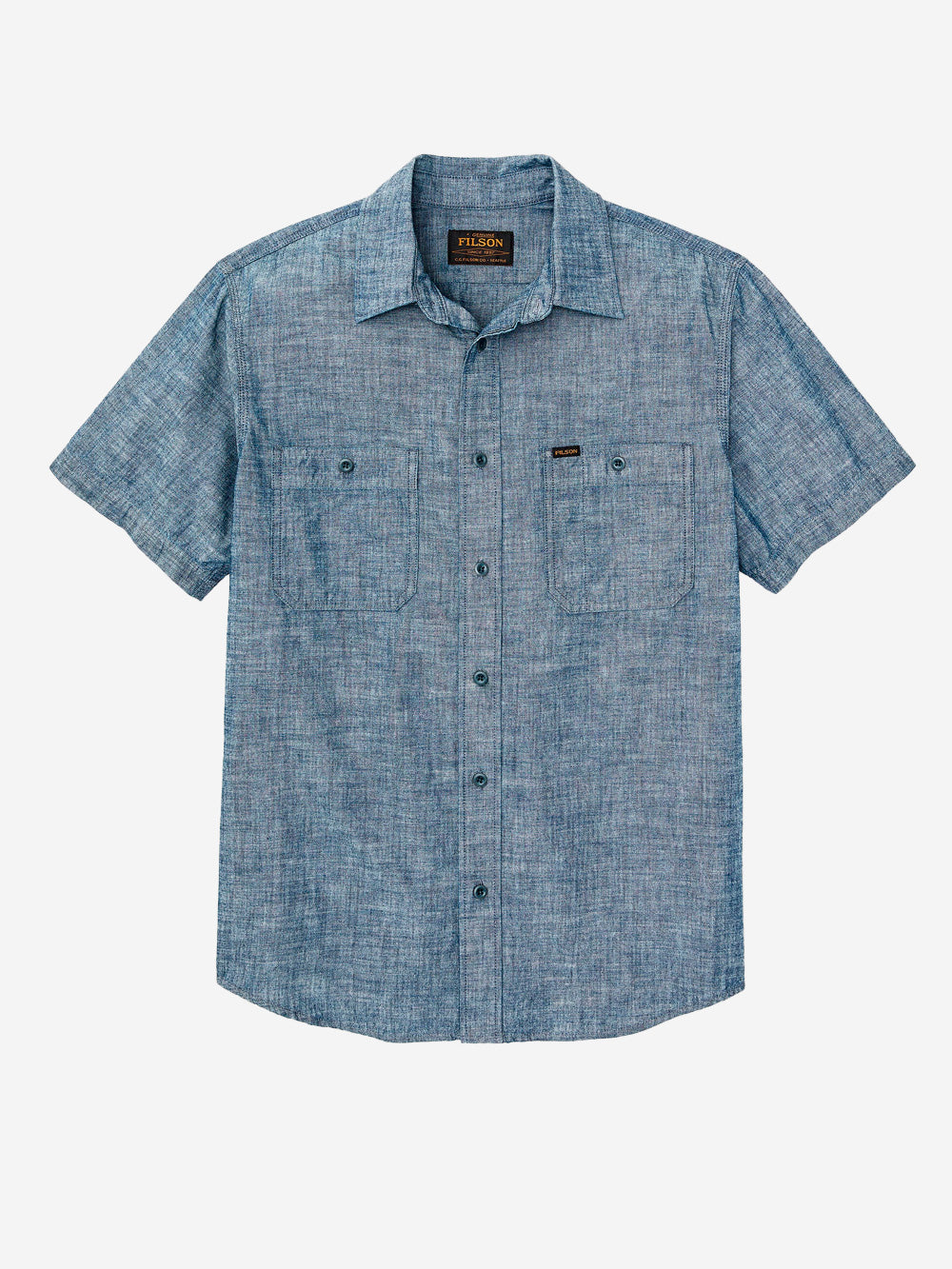 FILSON Camicia a maniche corte in chambray con ricamo Blu Urbanstaroma