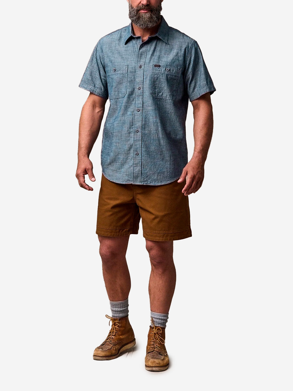 FILSON Camicia a maniche corte in chambray con ricamo Blu Urbanstaroma