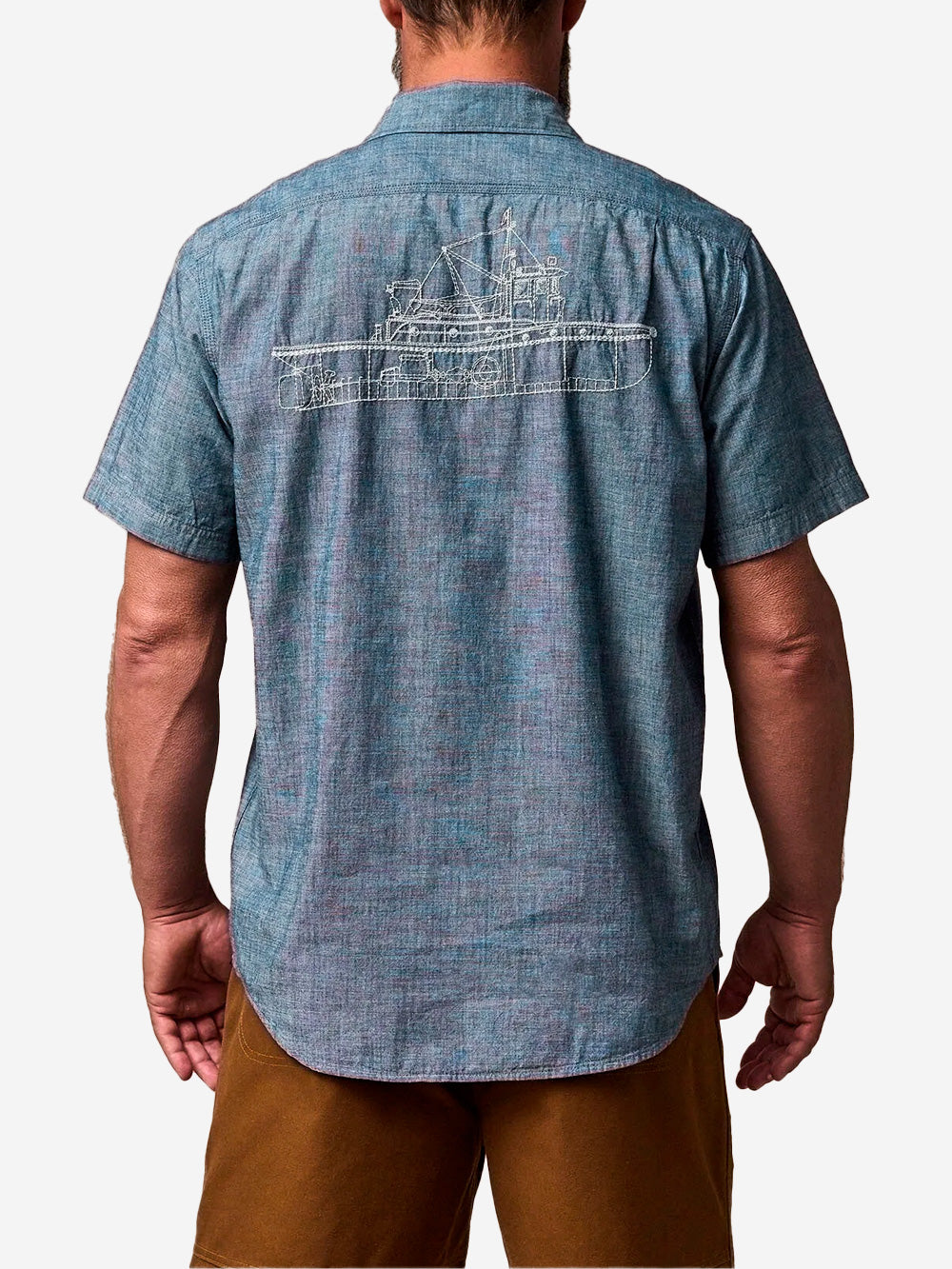 FILSON Camicia a maniche corte in chambray con ricamo Blu Urbanstaroma