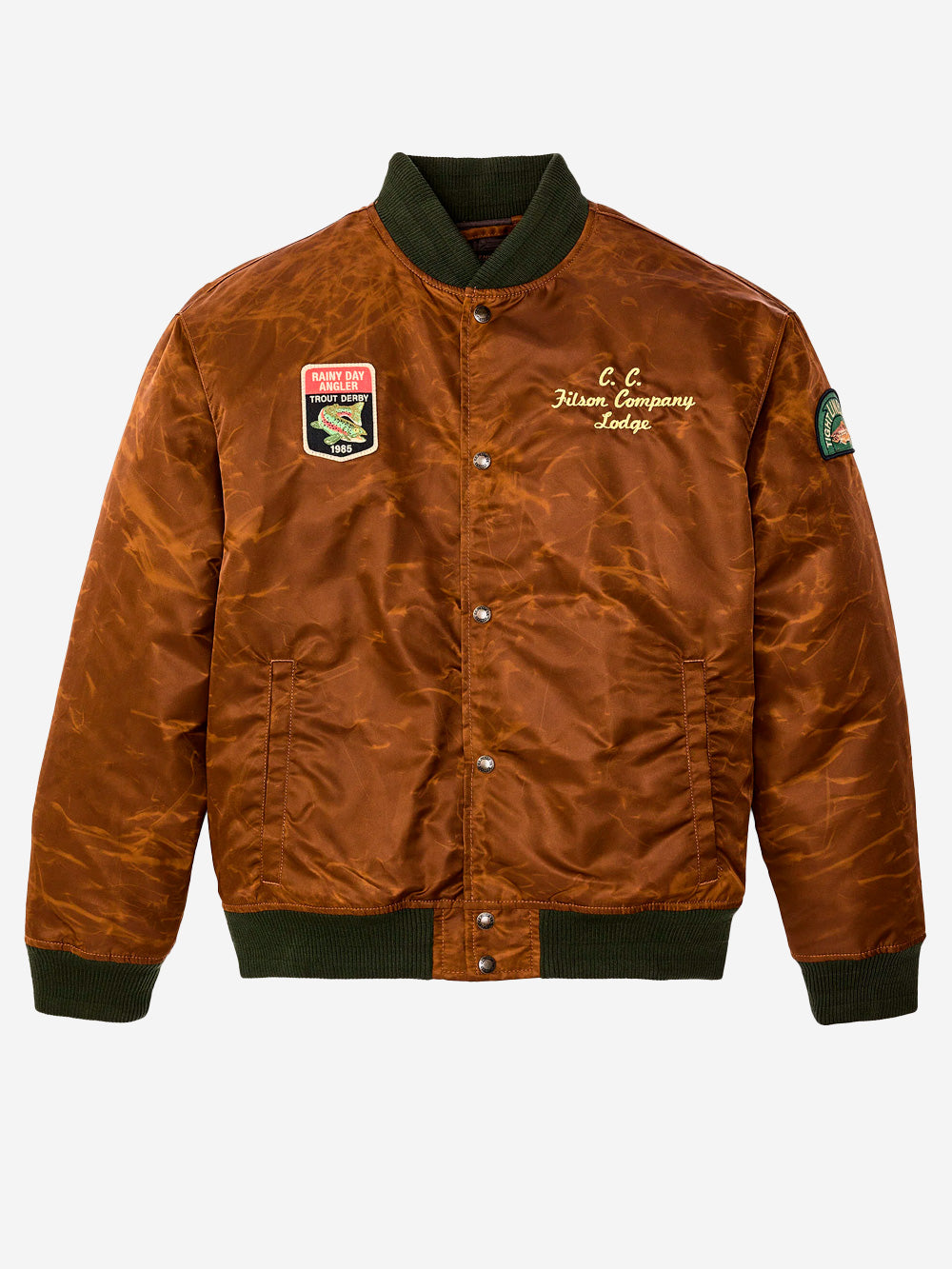 FILSON Giacca varsity marrone 'Montlake' in nylon cerato con ricamo Marrone Urbanstaroma