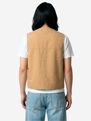 FILSON Gilet in tela fitta beige con finitura idrorepellente e tasche Beige