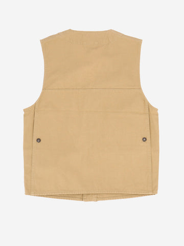 FILSON Gilet in tela fitta beige con finitura idrorepellente e tasche Beige