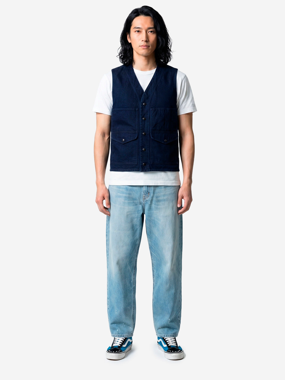 FILSON Gilet in tela fitta indigo con finitura irorepellente e tasche Blu Urbanstaroma