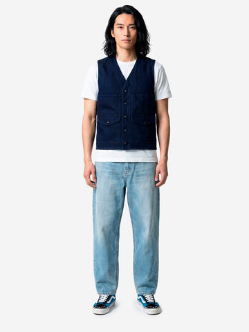 FILSON Gilet in tela fitta indigo con finitura irorepellente e tasche Blu