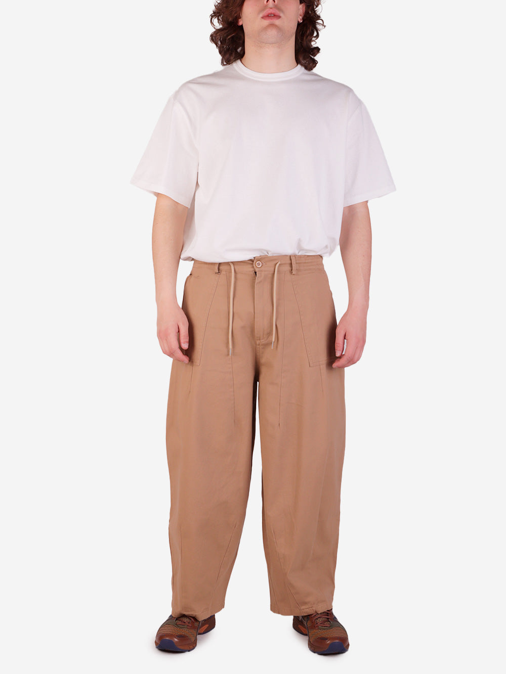 FRIZMWORKS Pantaloni beige Balloon in twill di cotone Beige Urbanstaroma