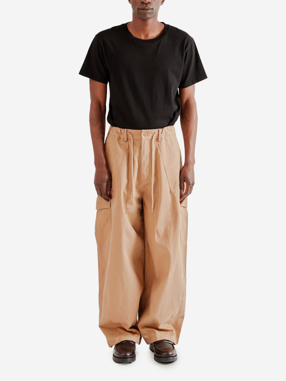 FRIZMWORKS Pantaloni cargo ballonn beige in twill di cotone Beige Urbanstaroma