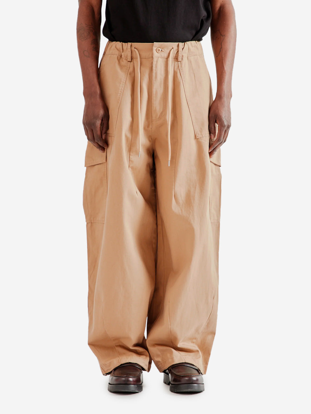FRIZMWORKS Pantaloni cargo ballonn beige in twill di cotone Beige Urbanstaroma