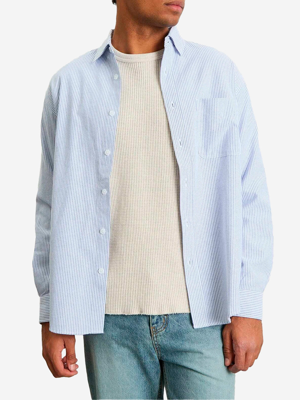 FRIZMWORKS Camicia oversize OG stripe Bianco blu Urbanstaroma