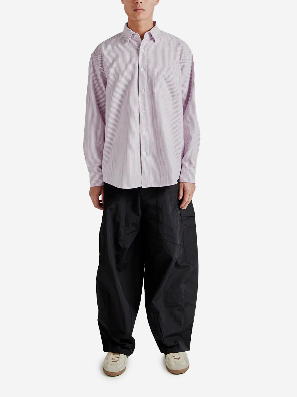 FRIZMWORKS Camicia oversize OG stripe viola Bianco viola Urbanstaroma