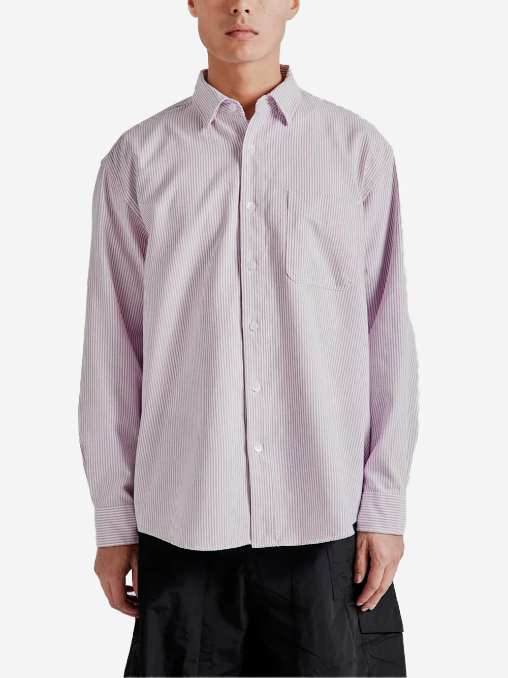 FRIZMWORKS Camicia oversize OG stripe viola Bianco viola Urbanstaroma