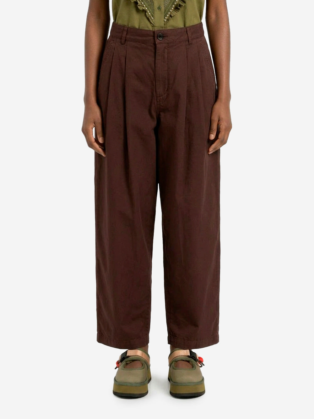 GIRLS OF DUST Pantaloni marroni wide pleated 'Ambassador' Caffe' Urbanstaroma