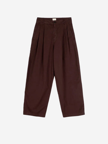 GIRLS OF DUST Pantaloni marroni wide pleated 'Ambassador' Caffe'