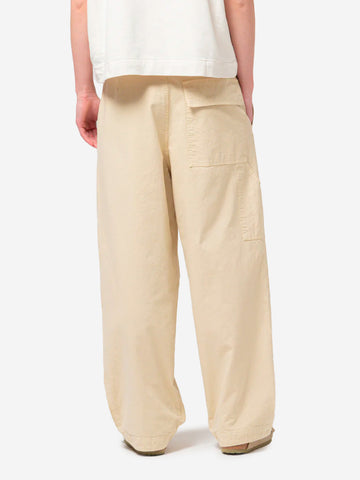 GIRLS OF DUST Pantaloni beige a gamba larga 'British Worker' in misto lino Beige