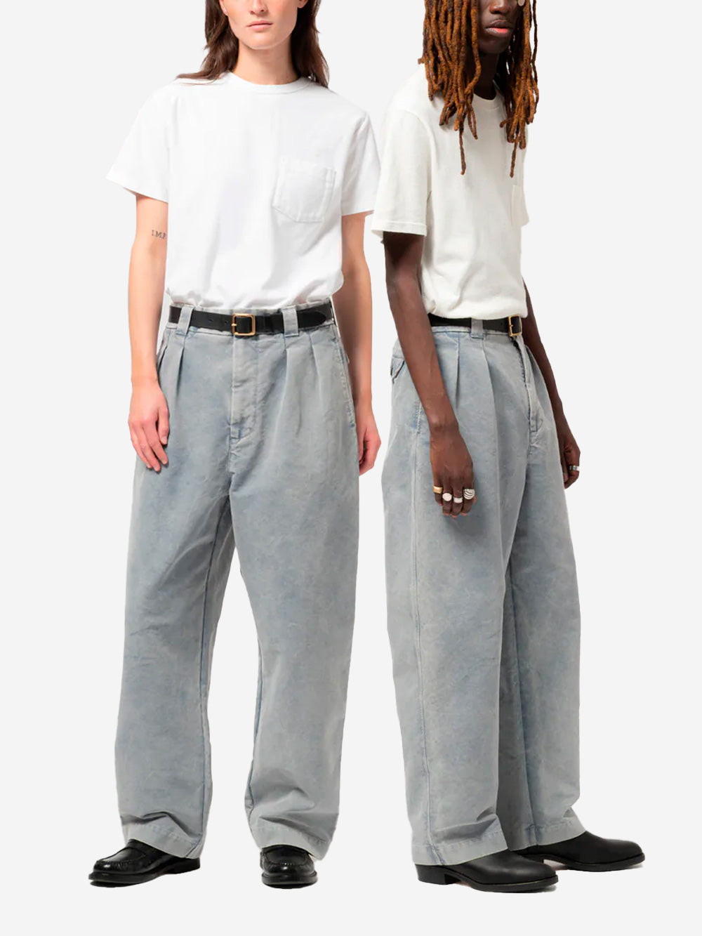 GIRLS OF DUST Pantaloni Wide Leg in Cotone Nebraska blu Celeste Urbanstaroma