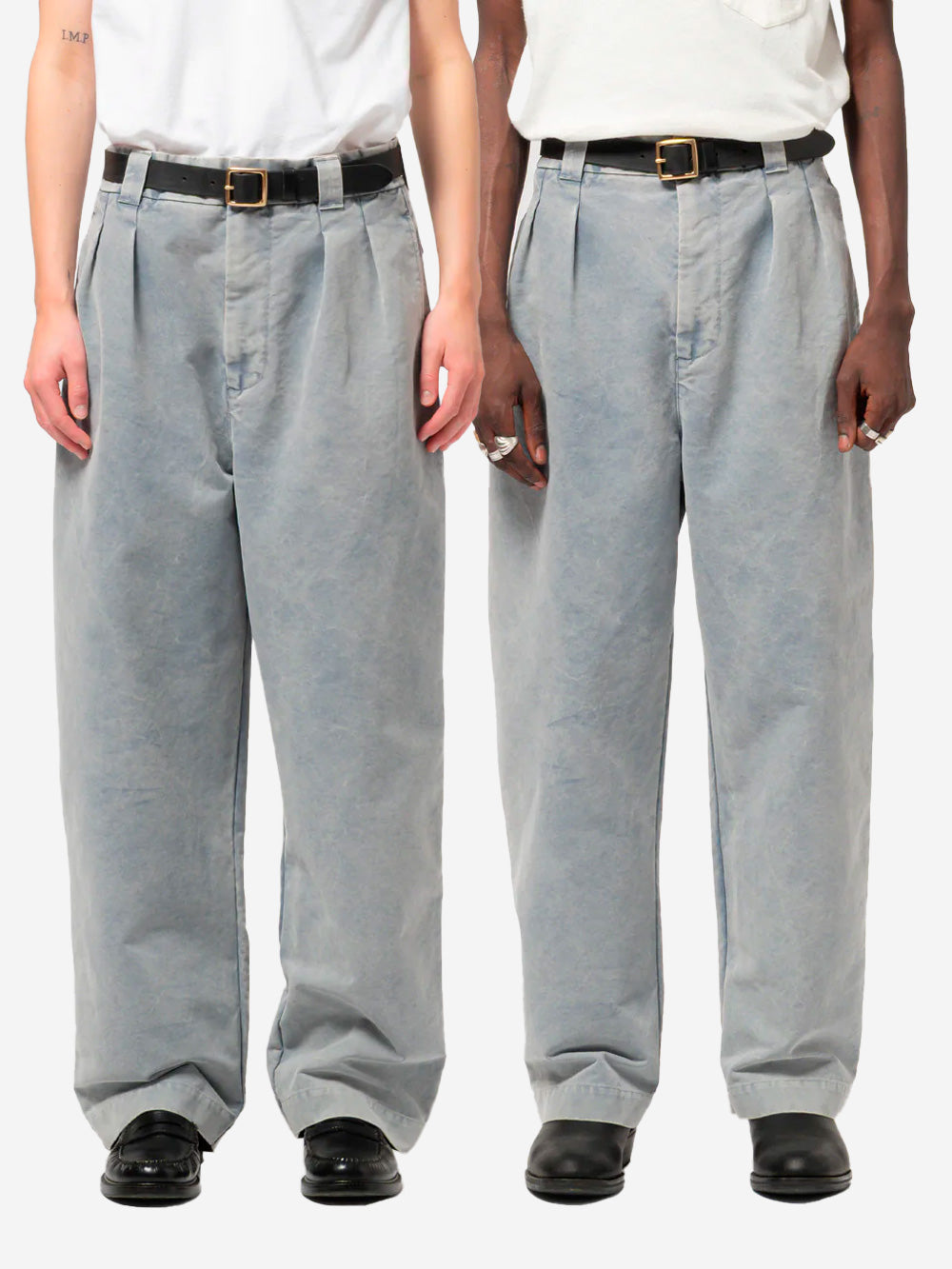 GIRLS OF DUST Pantaloni Wide Leg in Cotone Nebraska blu Celeste Urbanstaroma